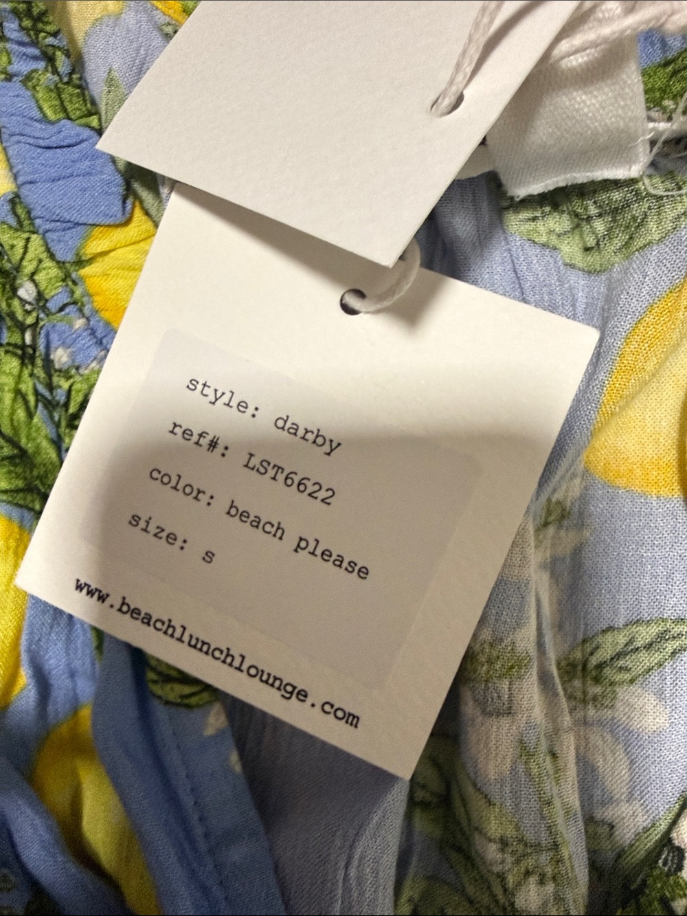 beachlunchlounge Blue Lemon-Print Tiered V-Neck Midi Dress - Picture 6 of 12